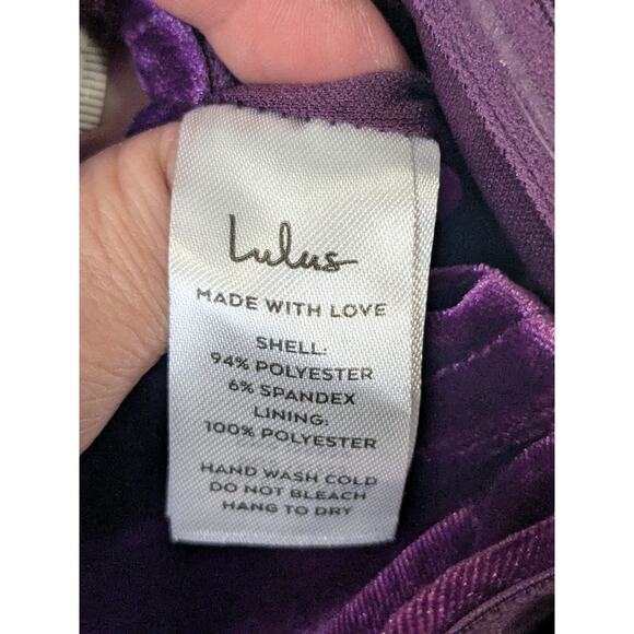 LULUS Glamorous Celebrations Purple Velvet Strapless Tulip Dress Womens Large - Picture 9 of 13